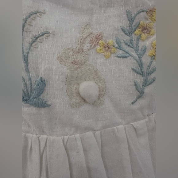 🐰4T 100% Cotton Floral Embroidered Puff Sleeve Spring Bunny Toddler Dress NWT - Picture 13 of 16